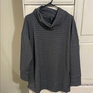 Jones New York Black and Gray Cowl Neck Sweater